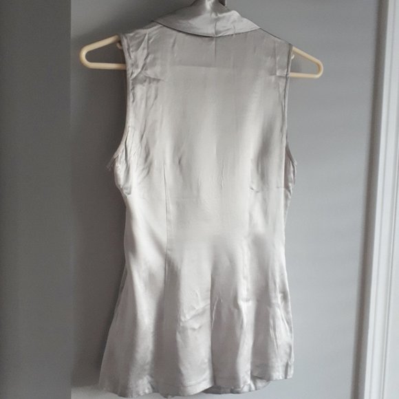 Ted Baker 100% Silk Silver Sleeveless Top - Picture 3 of 9
